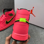 Jordan 1 Mid Hot Punch Black Volt Sneakers AQ9131-600