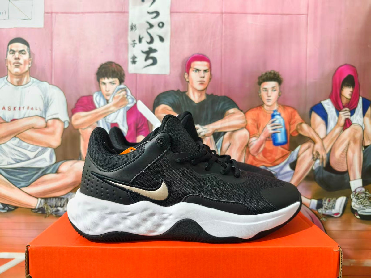 Nike Black and Gold Basketball Sneakers with White Midsole