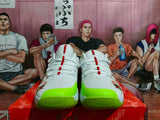 Nike Zoom Basketball Shoes White and Fluorescent Green