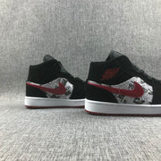 Jordan Air Jordan 1 Mid Black Red Newspaper Print 852542-061