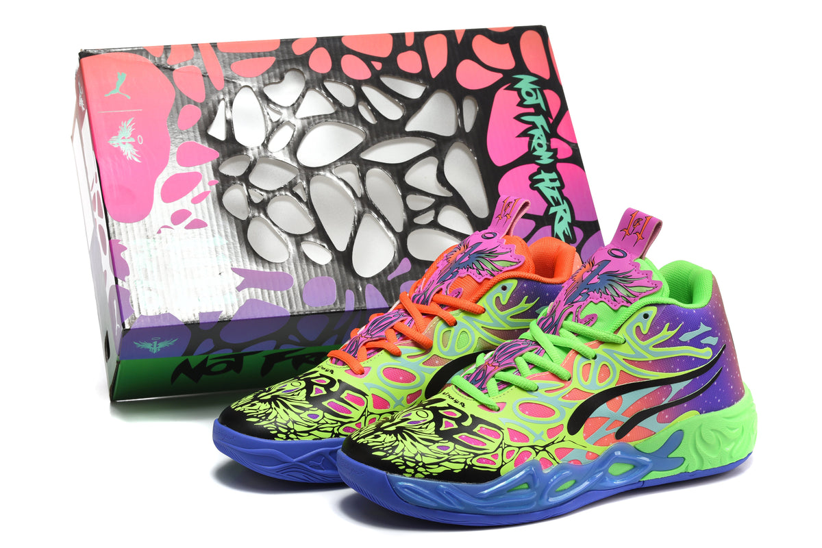 Nike 878-17 Basketball Shoes in Purple and Neon Green