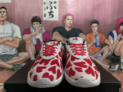 Nike White and Red Patterned Basketball Sneakers
