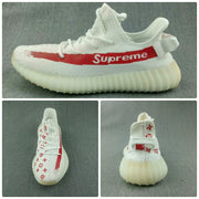 Yeezy 350 V2 White Red Printed Sneakers