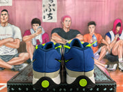 Nike Blue and White Sneakers with Neon Green Accents