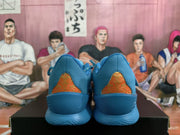 Blue Basketball Sneakers with Dragon Print Detail