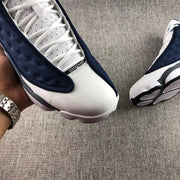 Air Jordan 13 Flint Navy Blue and White Sneakers