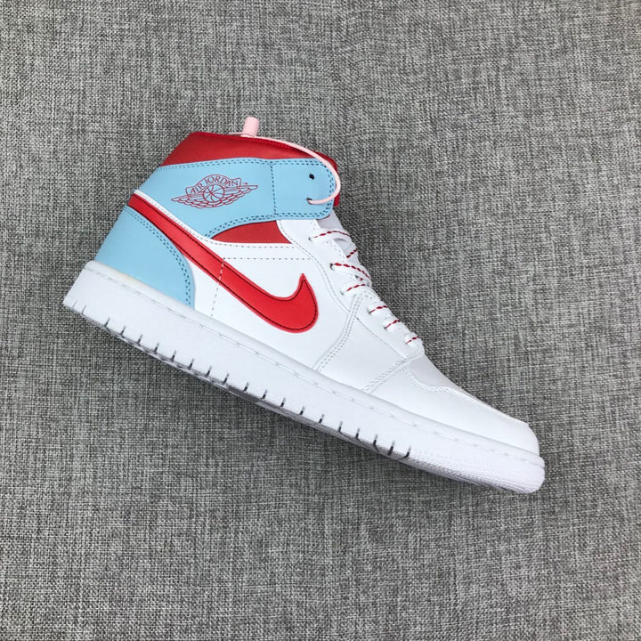 Jordan Air Jordan 1 Mid Ice Blue White Red 555112-104