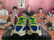 Nike Blue and White Sneakers with Neon Green Accents