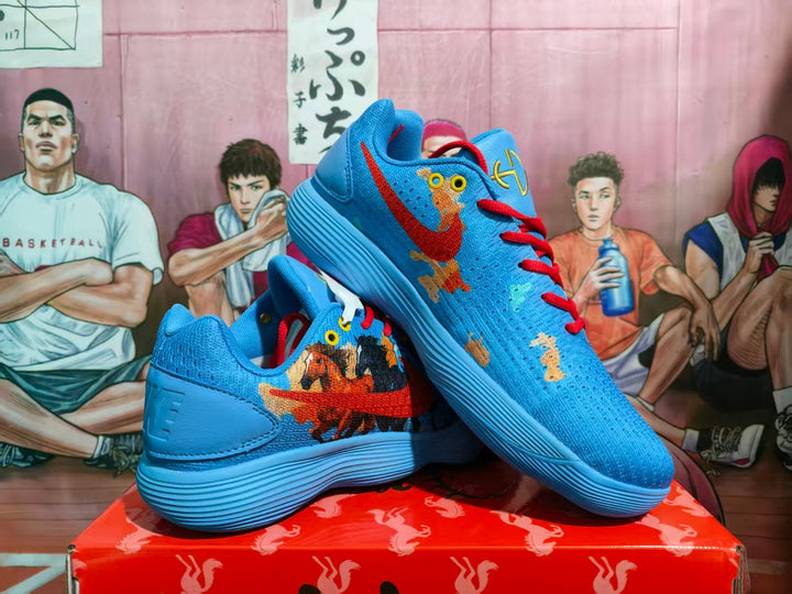 Nike Blue Graphic Swoosh Basketball Sneakers