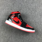 Jordan Air Jordan 1 Mid Red Black Patent Sneakers BQ6472-600