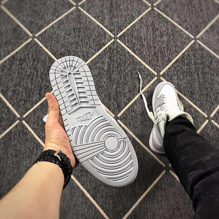 Air Jordan 1 High Grey White Off-White Style Sneakers