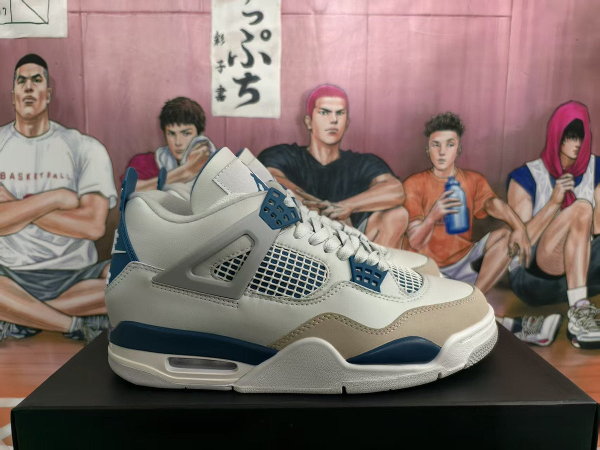 Nike Air Jordan 4 White Blue Grey Sneakers