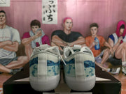 White and Blue Low-Top Sneakers