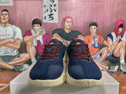 Blue and Red Basketball Sneakers