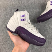 Jordan Air Jordan 12 Retro White and Deep Purple Sneakers