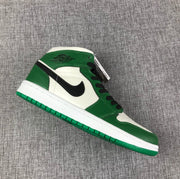 Jordan 1 Mid White Green Black Sneakers 852542-301