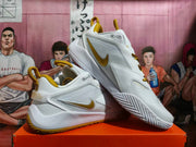 Nike Zoom Basketball Shoes White and Gold