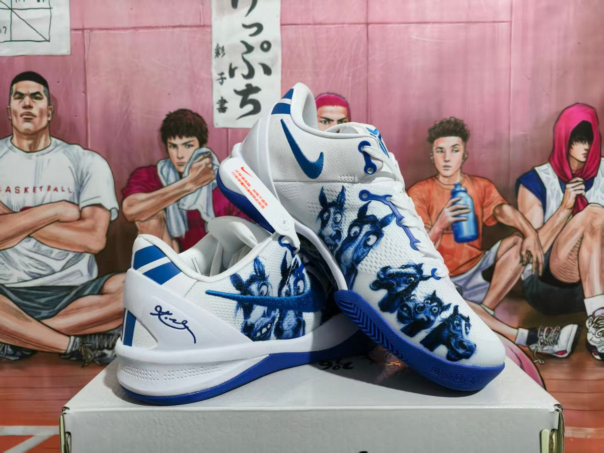 Nike Blue and White Basketball Shoes