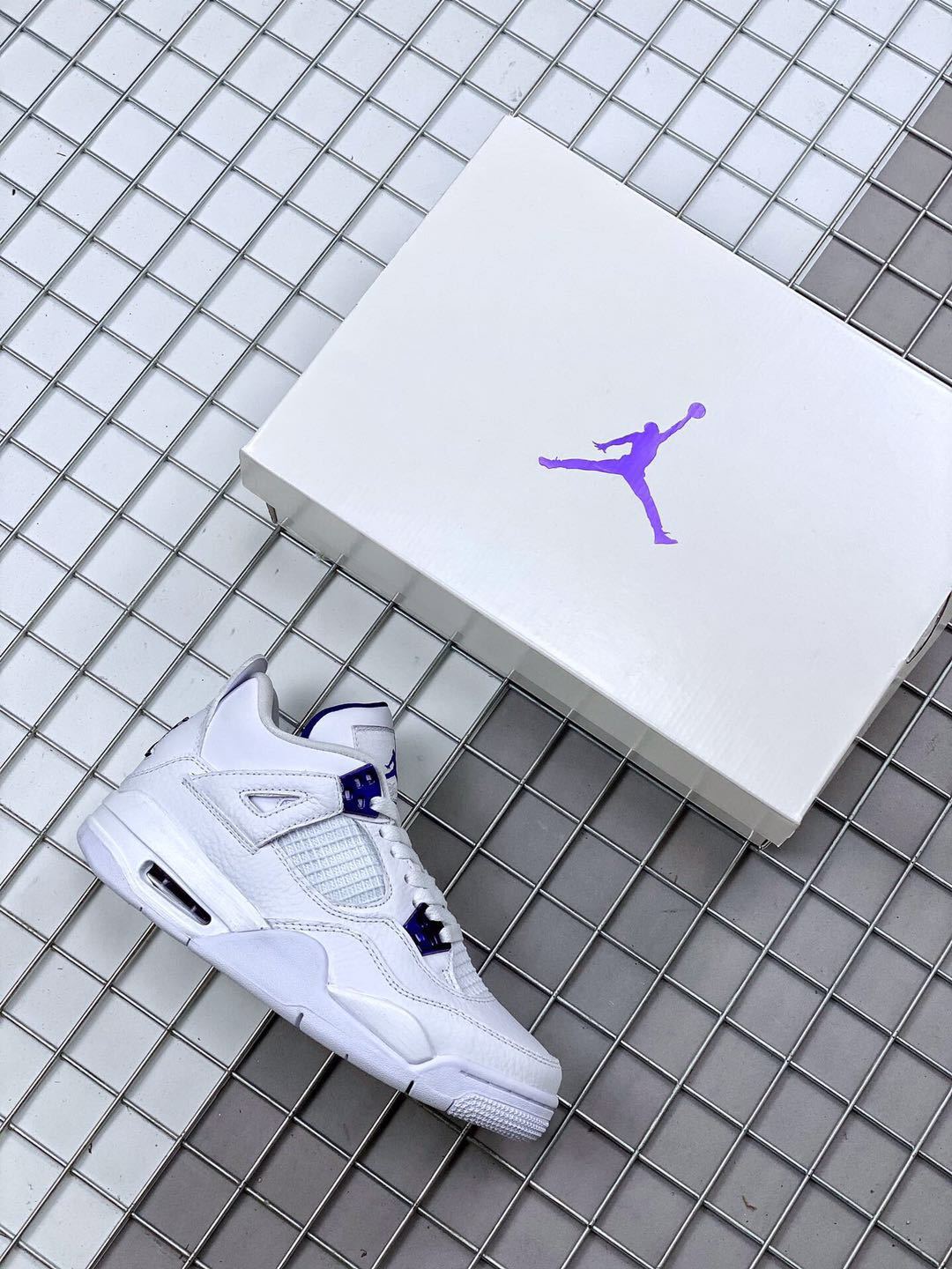 Air Jordan 4 Court Purple White Sneakers