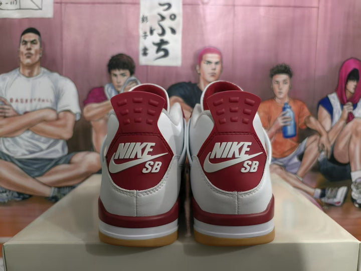 Nike Air Jordan 4 Retro SB White Grey Red Sneakers