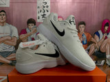 Nike White Knit-Style Sneakers with Black Swoosh