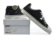 Black Low-Top Sneakers with Contrast Laces and White Sole