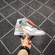 Air Jordan 1 High Grey White Off-White Style Sneakers