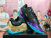 Nike Basketball Sneakers Black Gold Purple Turquoise Mismatched Pair