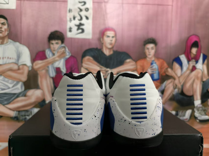 Nike White and Blue Basketball Sneakers