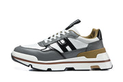 Hermès Gray and White Leather-Look Low-Top Sneakers