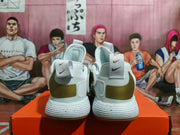 Nike White and Gold Basketball Sneakers