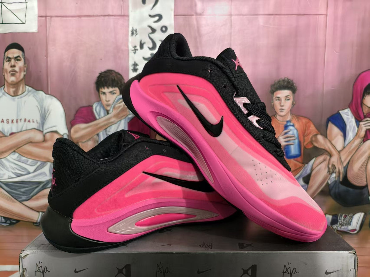 Nike Black and Pink Basketball Sneakers