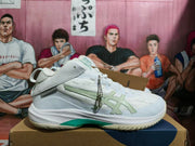 ASICS White Basketball Shoes with Mint Green Accents