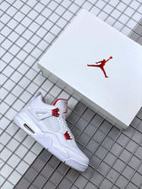 Air Jordan 4 Red Metallic White and Red Sneakers