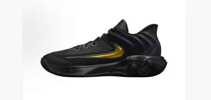 Nike FQ3680-010 Black Basketball Shoes with Gold Swoosh