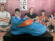 Blue Basketball Sneakers with Dragon Print Detail