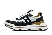 Hermès Black and White Low-Top Sneakers with Brown Trim
