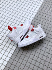 Air Jordan 4 Red Metallic White and Red Sneakers