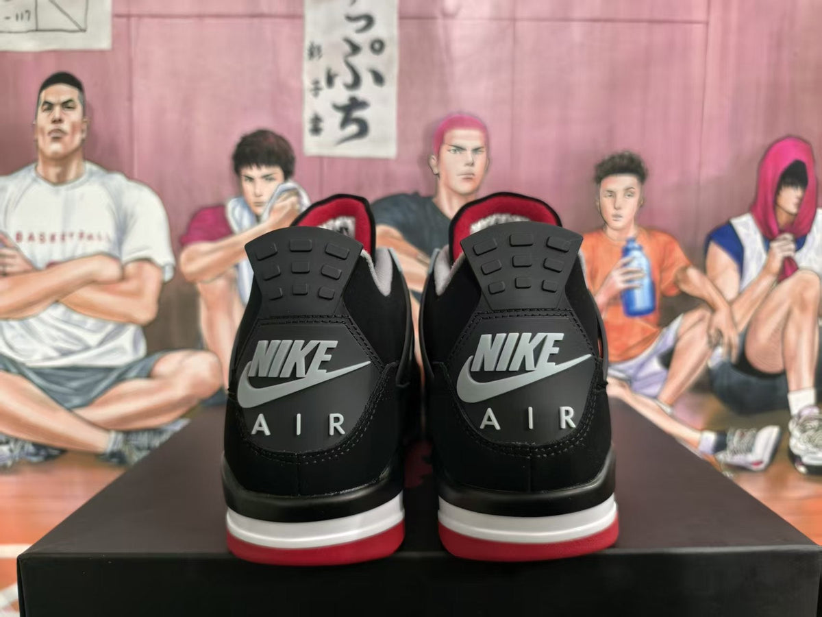 Jordan 4 Black Cement Sneakers Black Grey Red