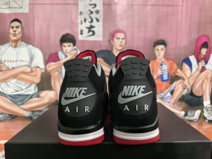 Jordan 4 Black Cement Sneakers Black Grey Red