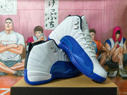 Jordan 12 White Blue Basketball Sneakers