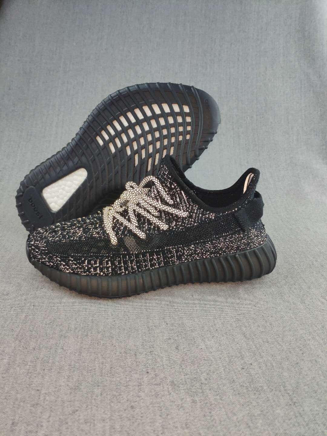 Yeezy 350 V2 Sneakers Black with Reflective-Style Details