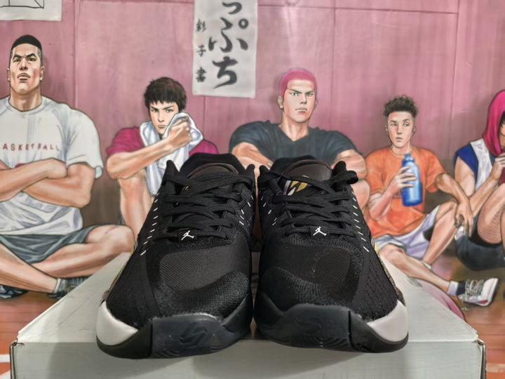 Jordan Black White Gold Basketball Sneakers
