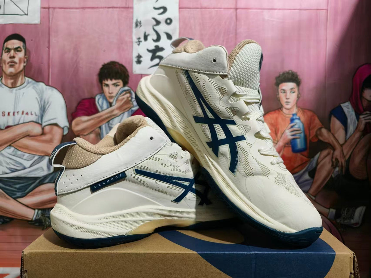 ASICS Basketball Sneakers Cream and Navy