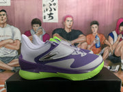 Purple Basketball Sneakers with Green Outsole