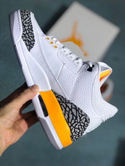 Jordan 3 White and Orange Men's Sneakers