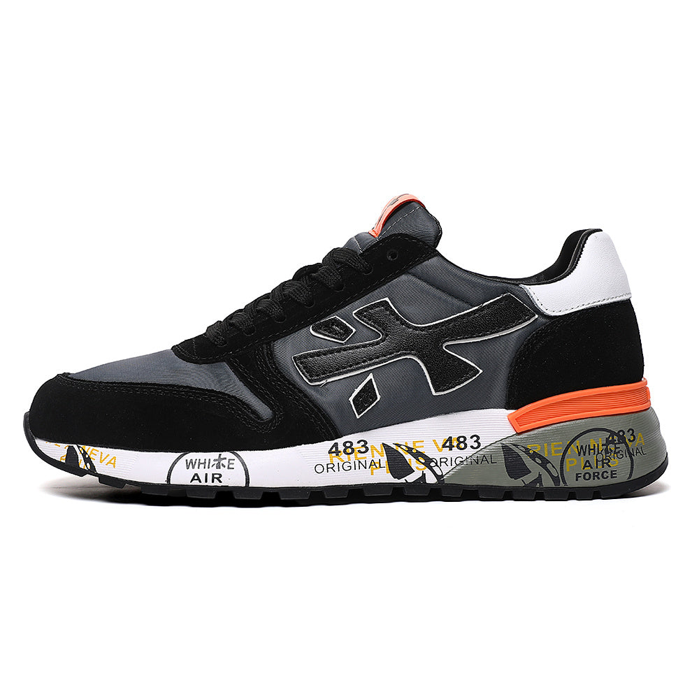 Premiata Black and Gray Low-Top Sneakers