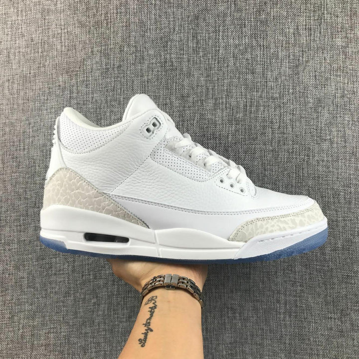 Jordan 3 White Cat Sneakers with Icy Blue Outsole