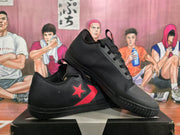 Black and Red Star Chevron Low-Top Sneakers