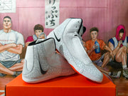 Nike Wrestling Shoes, White and Gray with Orange Accents